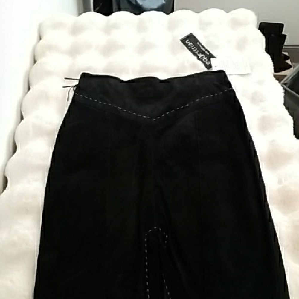 Chic Black Suede Front Pencil Skirt for Women